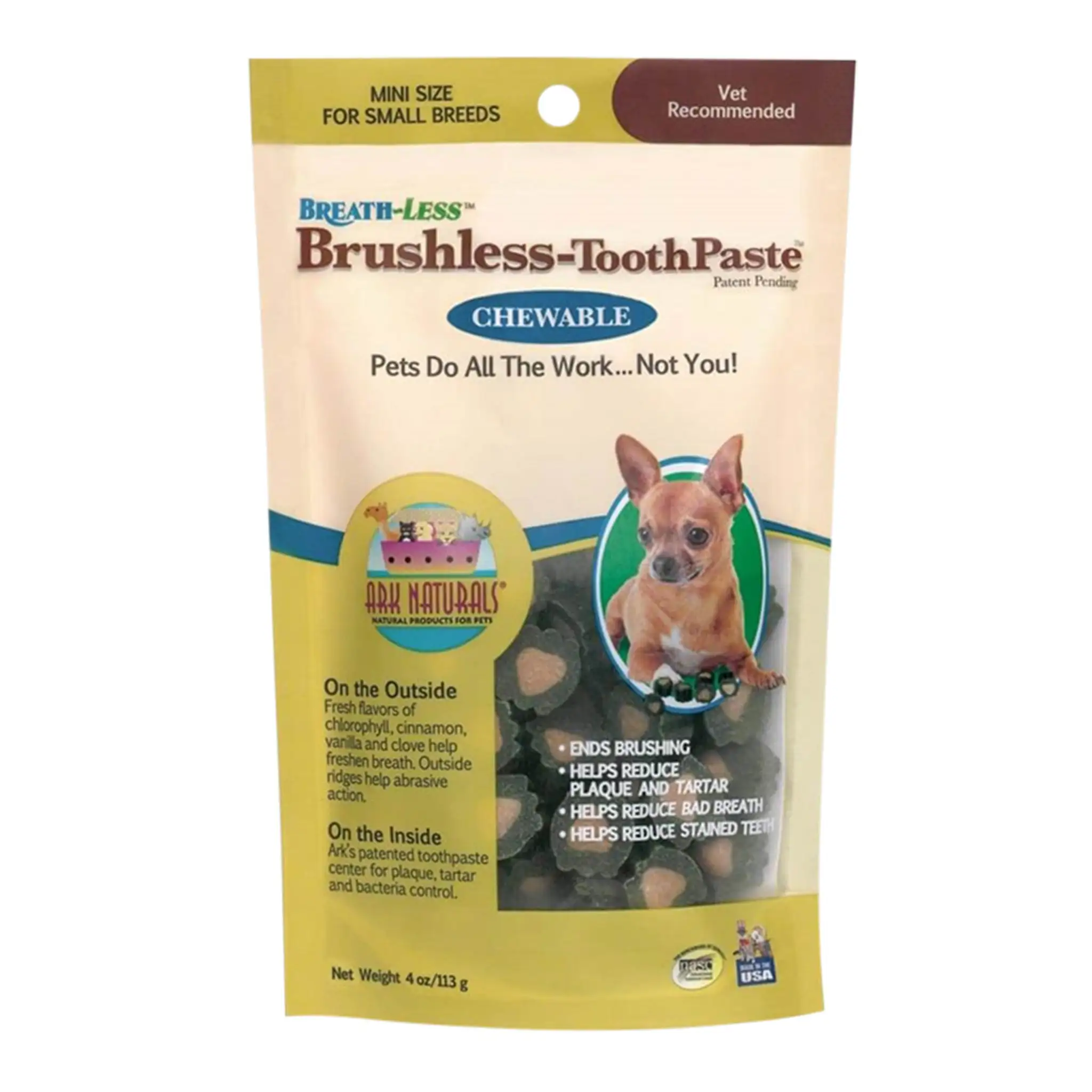 Ark Naturals Breath-Less Chewable Brushless-Toothpaste Natural Dental Chew Dog Treats - Image 4